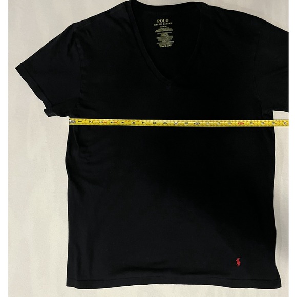 Polo Ralph Lauren T-Shirt Black Mens Medium M Embroidered V Neck Casual - Picture 4 of 5